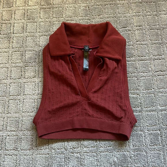 Maroon Urban Outfitters collared crop top - Picture 1 of 1